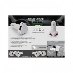 Triple USB Car Charger (with intelligent power output)